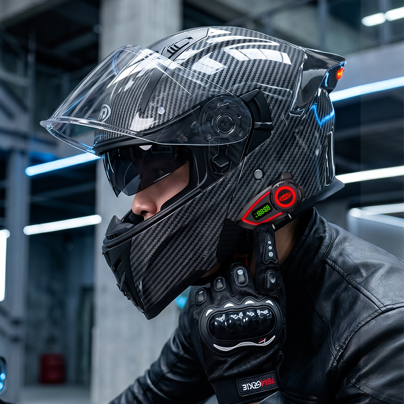 Full Face Motorcycle Helmet With Bluetooth - Capacetes de Motocicleta em Material ABS